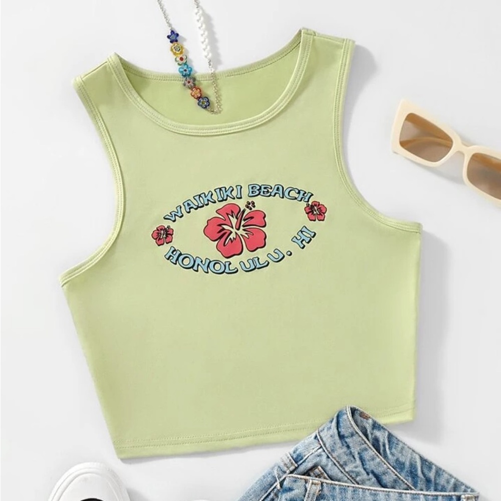 Shein 90s Floral + Letter Graphic Crop Tank